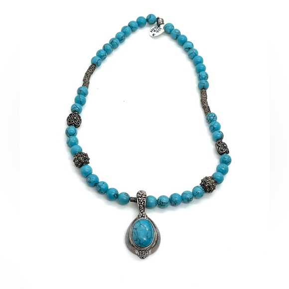 Handmade Turquoise Necklace Sterling Beads - Picture 5 of 5